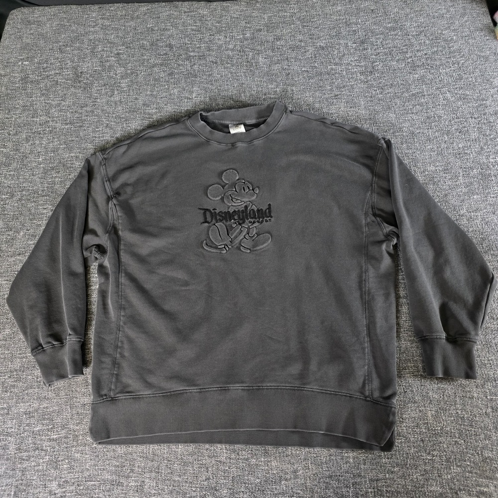 Disney Resort Mickey Mouse Embossed Puffy Graphic Sweatshirt Washed Black Small